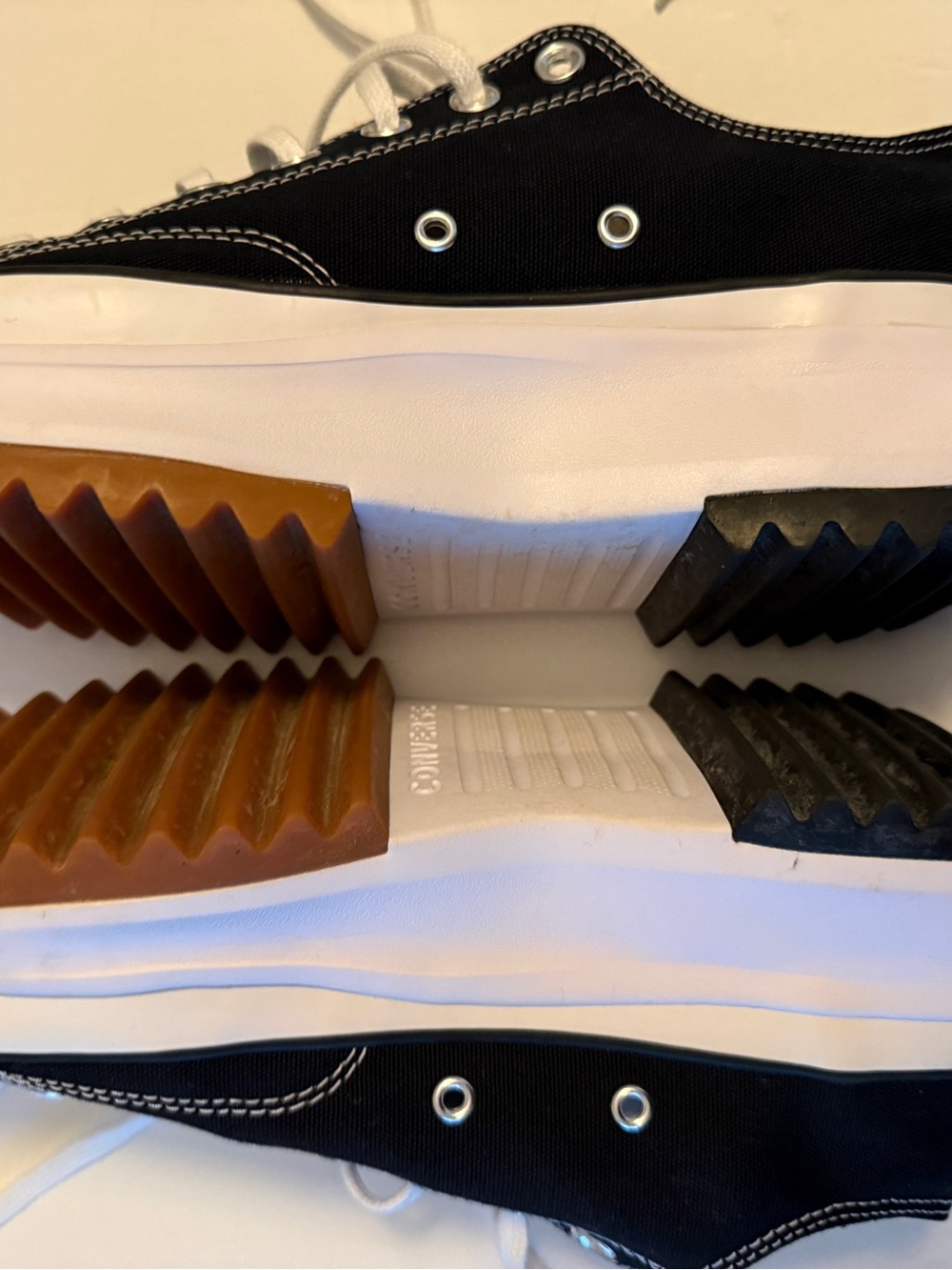 Unisex m10/ w12 Black Canvas Platform Sneakers with Two-Tone Lug Sole